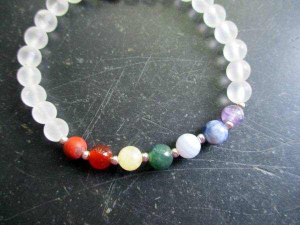 Armband, Bergkristall, Chakra Armband, Chakra, Unisex, Symbolarmband, Chakrasteine