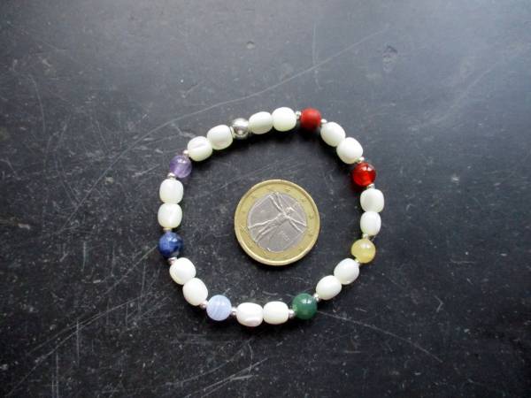 Armband, Perlmutt, weiß, Chakrasteine, bunt, Schmuck, Frauen