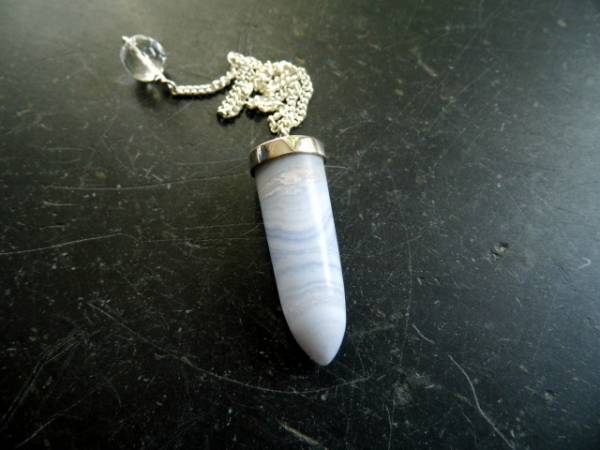 Pendel, Chalcedon, Chalcedonpendel, blau, Sterlingsilber, Spitzpendel, Schamane, Wicca, Esoterik