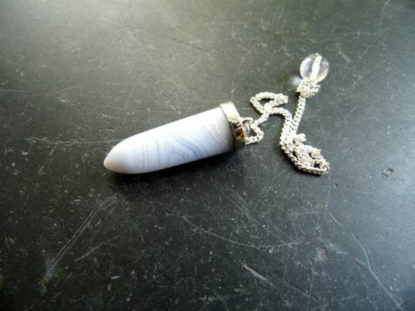 Pendel, Chalcedon, Chalcedonpendel, blau, Sterlingsilber, Spitzpendel, Schamane, Wicca, Esoterik