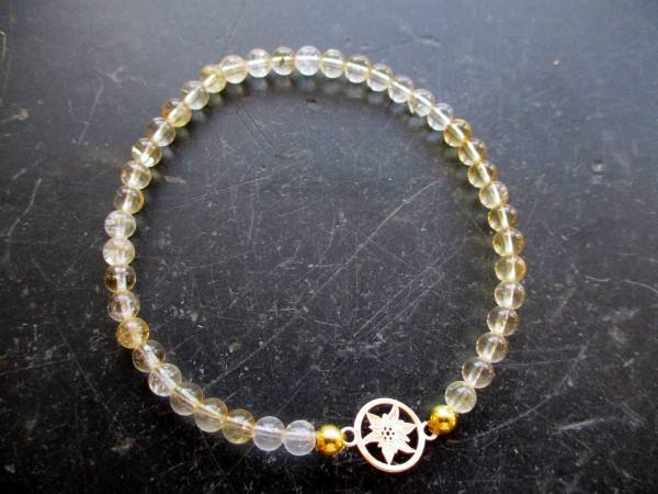 Armband, Citrin, gelb, Sterlingsilber, vergoldet, Edelweiß, Symbolarmband, Tracht, Dirndl