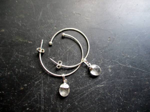 Ohrring, Creole, Sterlingsilber, Anhänger Mondstein, Schmuck, Mädchen, Frauen