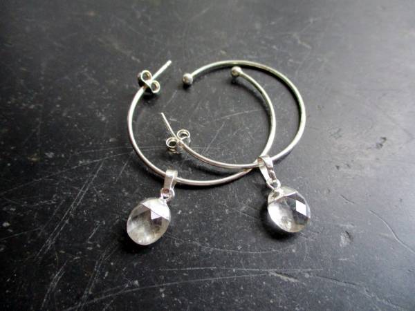 Ohrring, Creole, Sterlingsilber, Anhänger Mondstein, Schmuck, Mädchen, Frauen