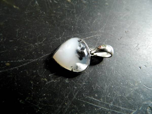 Anhänger, Silber, Opal, Dendritenopal, Sterlingsilber, weiß/schwarz, Unisex