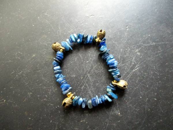 Armband, Disthen, blau, Glöckchen, Messing, Schmuck, Frauen