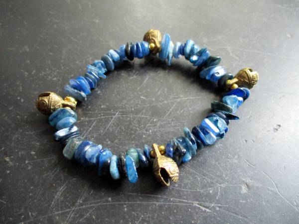 Armband, Disthen, blau, Glöckchen, Messing, Schmuck, Frauen