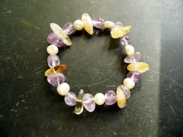 Armband, Amethyst, Perle, Citrin, Schmuck, Frauen, gelb, lila, weiß