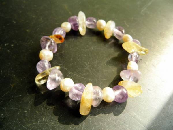 Armband, Amethyst, Perle, Citrin, Schmuck, Frauen, gelb, lila, weiß