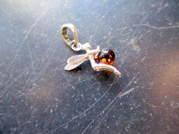Anhänger, Elfe, Fee, Sterlingsilber, Bernstein, Schmuck, Märchen