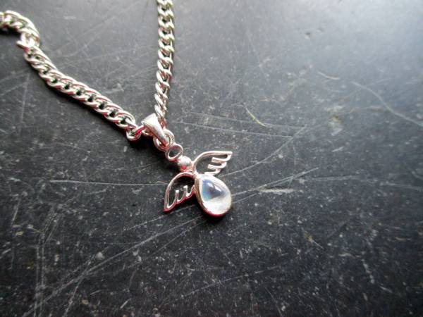 Engel, Anhänger, Sterlingsilber, Mondstein, weiß, Schmuck, Frauen , Mädchen