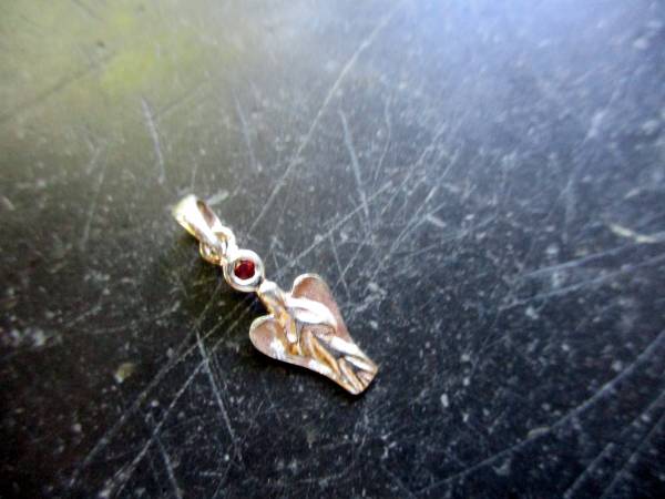 Anhänger, Engel, klein, Sterlingsilber, Granat, facettiert, Schmuck, Schutz, Frauen, Mädchen