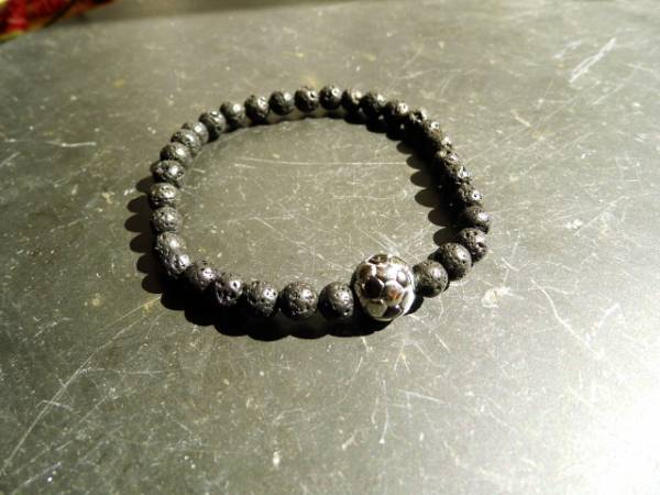 Armband, Lava, Fussball, Fanschmuck, schwarz, Silber, Unisex,  Schmuck