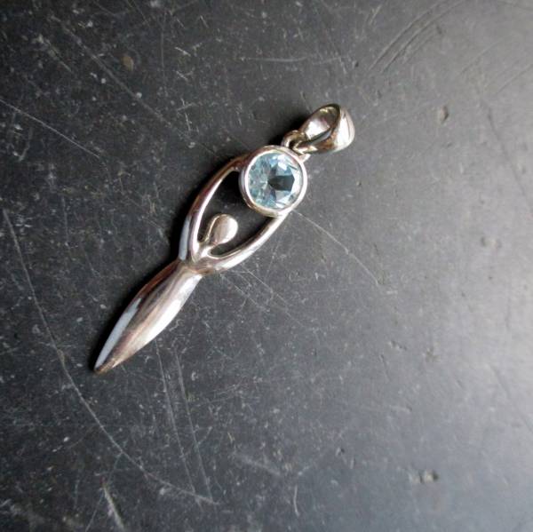 Göttin, Gaja, Silberanhänger, Aquamarin, facettiert,  Erdmutter, Silber, Schmuck