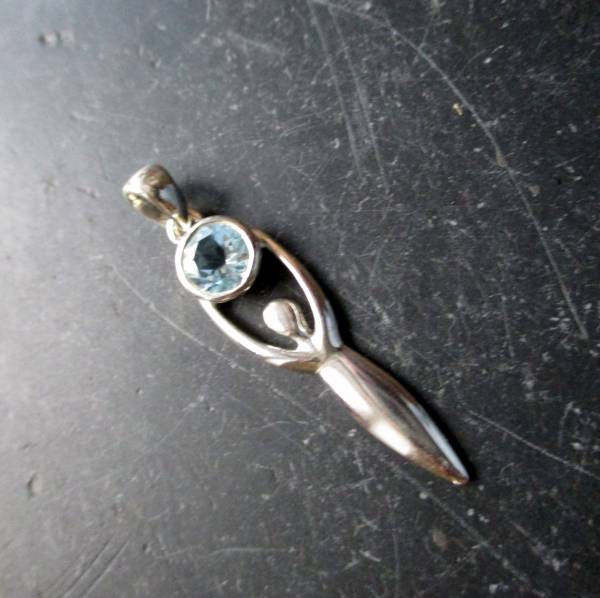 Göttin, Gaja, Silberanhänger, Aquamarin, facettiert,  Erdmutter, Silber, Schmuck