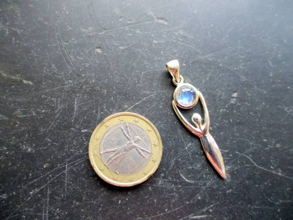 Göttin, Gaja, Silberanhänger, Mondstein,  Erdmutter, Silber, Schmuck