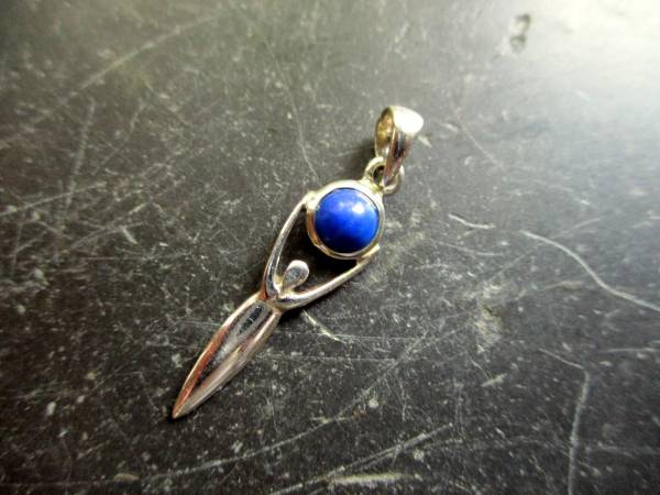 Gaja, Göttin, Erdmutter, Anhänger, Sterlingsilber, Lapislazuli, klein, Symbolschmuck, Esoterik