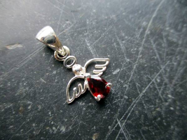 Engel, Anhänger, Sterlingsilber, Granat, facettiert, rot, Schmuck, Frauen , Mädchen
