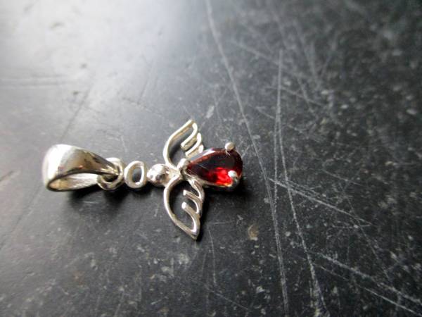 Engel, Anhänger, Sterlingsilber, Granat, facettiert, rot, Schmuck, Frauen , Mädchen