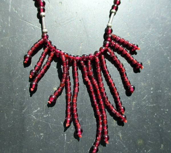 Kette, Granat, rot, Collier, Sterlingsilber, Schmuck, Frauen