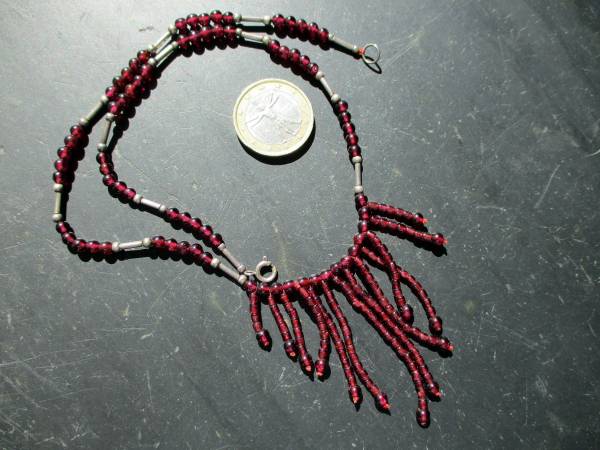 Kette, Granat, rot, Collier, Sterlingsilber, Schmuck, Frauen