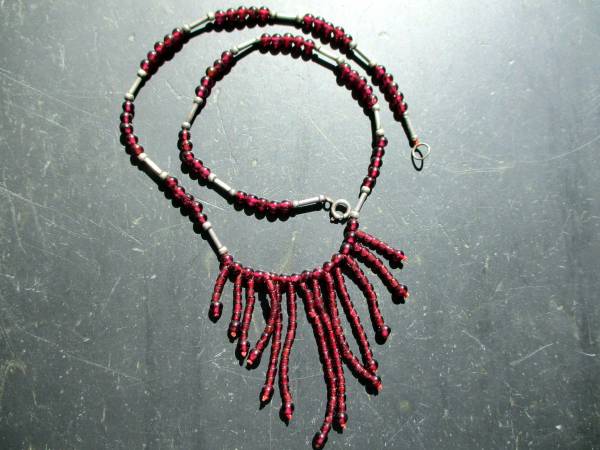Kette, Granat, rot, Collier, Sterlingsilber, Schmuck, Frauen