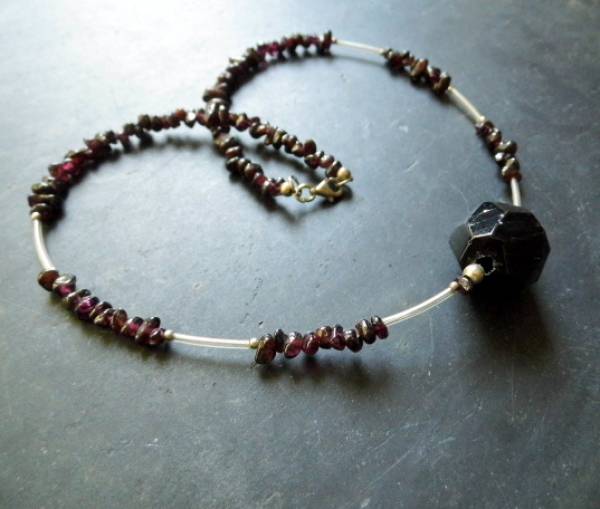 Kette, Granat, Granatkette, Granat Nugget, rot, Frauen,Schmuck