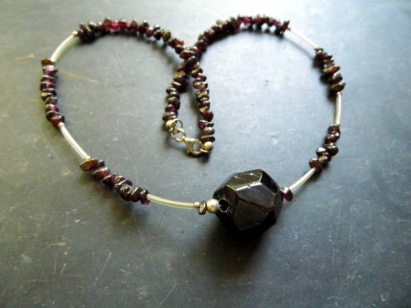 Kette, Granat, Granatkette, Granat Nugget, rot, Frauen,Schmuck