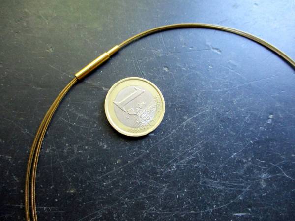 Kette, Halsreif, Messing, Drehverschluss, goldfarben, vier Stränge, Schmuck