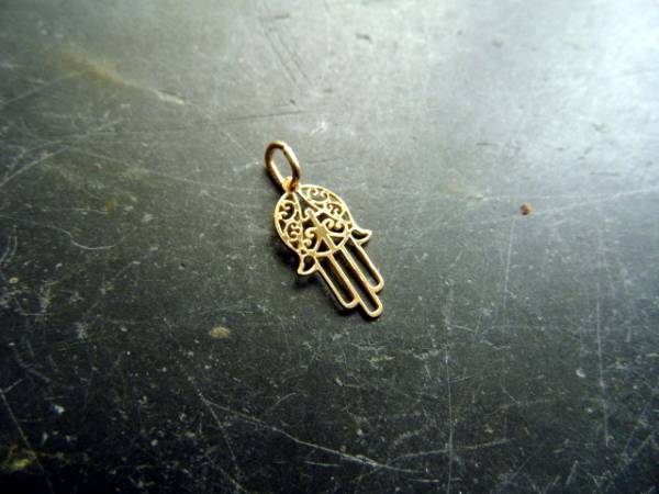 Anhänger, Hand von Fatima, Hand, Fatima, Sterlingsilber, vergoldet, Schutz