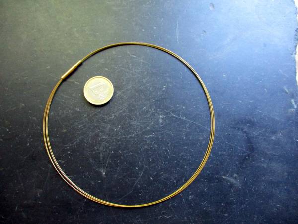 Kette, Halsreif, Messing, Drehverschluss, goldfarben, vier Stränge, Schmuck