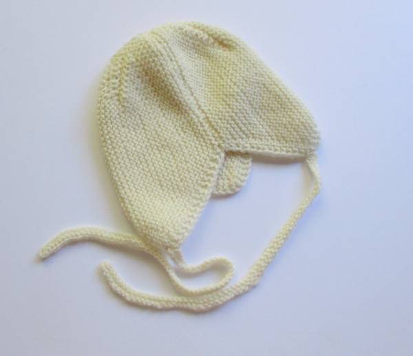 Baby Mütze, Haube, Kappe, Wolle beige, Teufelsmütze, Strick