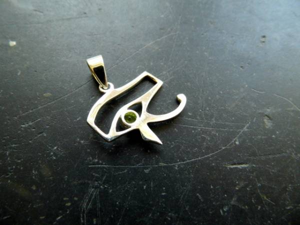Auge, Horusauge, Anhänger, Sterlingsilber, Peridot, facettiert, Ägypten, Schutz, Auge