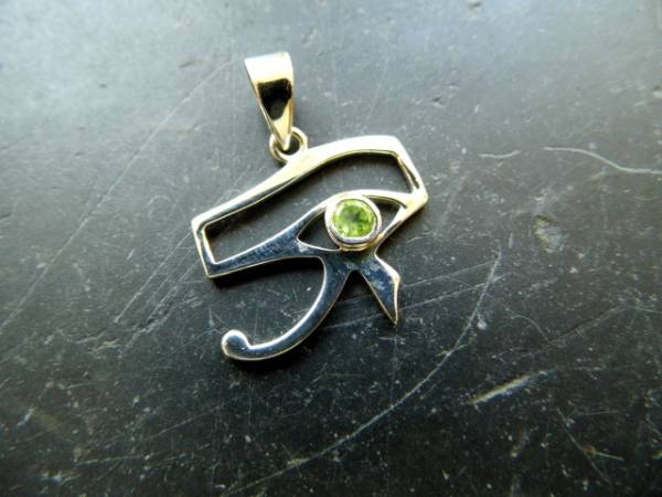 Auge, Horusauge, Anhänger, Sterlingsilber, Peridot, facettiert, Ägypten, Schutz, Auge