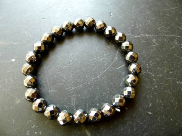 Armband, Hämatit, schwarz, facettiert, Schmuck, Männer, Biker