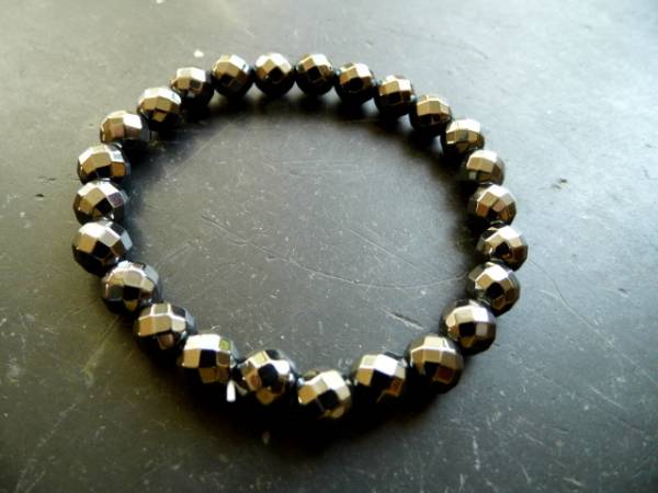 Armband, Hämatit, schwarz, facettiert, Schmuck, Männer, Biker