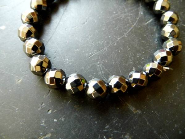 Armband, Hämatit, schwarz, facettiert, Schmuck, Männer, Biker