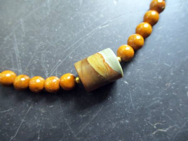 Kette, Jaspis, braun, Polychromjaspis, Sterlingsilber, vergoldet, Schmuck, Frauen