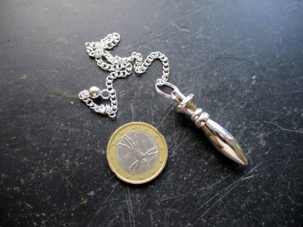 Pendel, spitz, Spitzpendel, Messing, versilbert, Esoterik, Schamane, Wicca