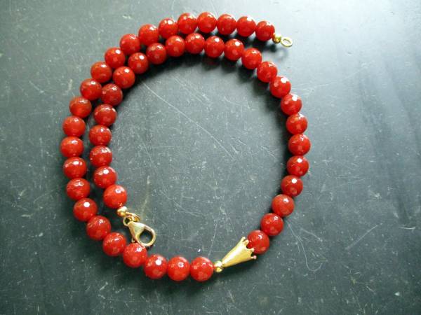 Kette, Karneol, Sterlingsilber, Silber, vergoldet, rot, braun, Schmuck, facettiert