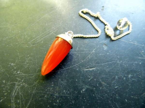 Pendel, Sterlingsilber, Spitzpendel, Karneol, orange, Wicca, Schamane