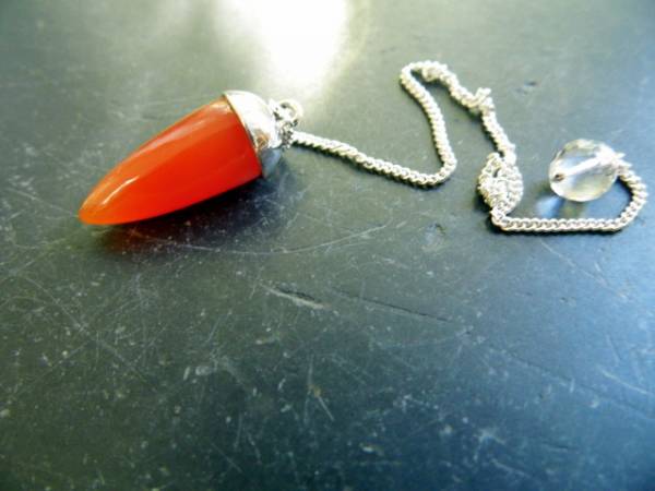 Pendel, Sterlingsilber, Spitzpendel, Karneol, orange, Wicca, Schamane