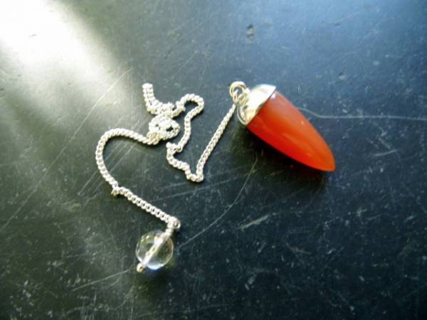 Pendel, Sterlingsilber, Spitzpendel, Karneol, orange, Wicca, Schamane