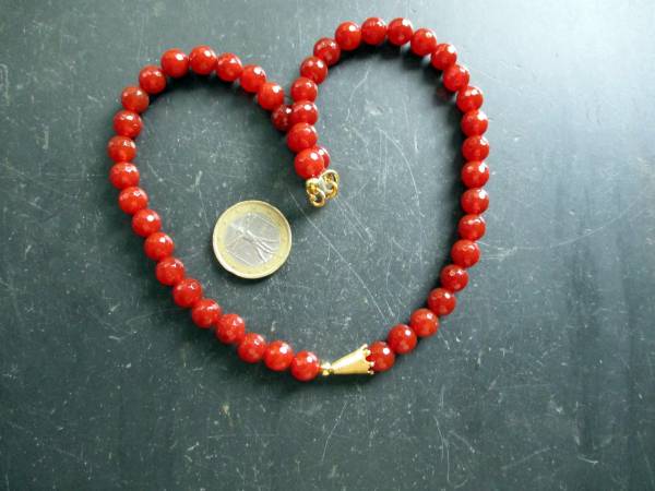 Kette, Karneol, Sterlingsilber, Silber, vergoldet, rot, braun, Schmuck, facettiert