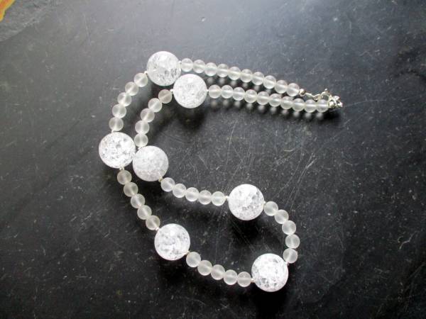 Kette, Bergkristall, große Kugeln,Sterlingsilber, Braut, Schmuck