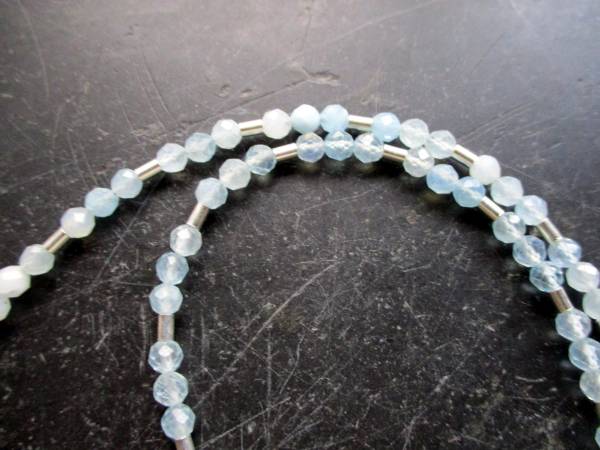 Kette, Aquamarin, hellblau, Sterlingsilber, Zwischenteile, Schmuck, zierlich, Frauen