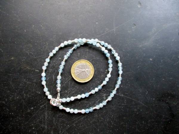 Kette, Aquamarin, hellblau, Sterlingsilber, Zwischenteile, Schmuck, zierlich, Frauen
