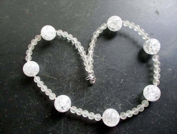 Kette, Bergkristall, große Kugeln,Sterlingsilber, Braut, Schmuck