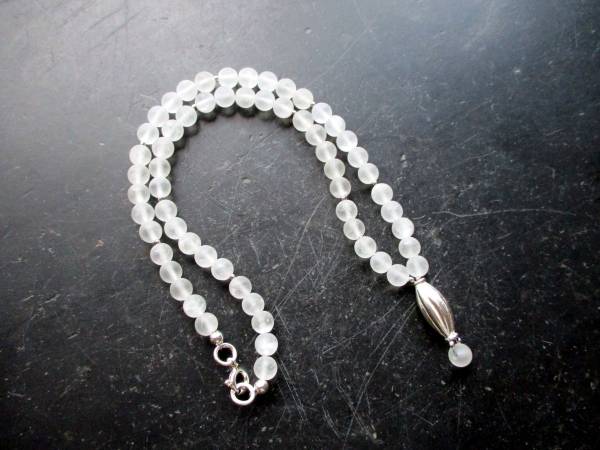 Kette, weiß, Braut, Bergkristall, matt, Silbertube, Hochzeit