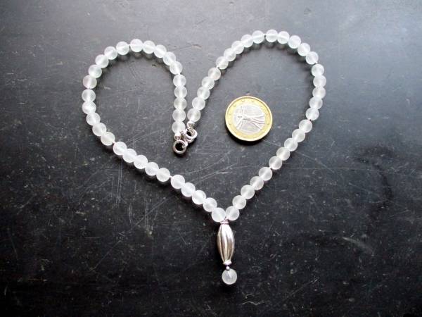 Kette, weiß, Braut, Bergkristall, matt, Silbertube, Hochzeit