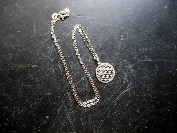 Kette, Blume des Lebens, Sterlingsilber, heilige Geometrie, Schmuck, Unisex